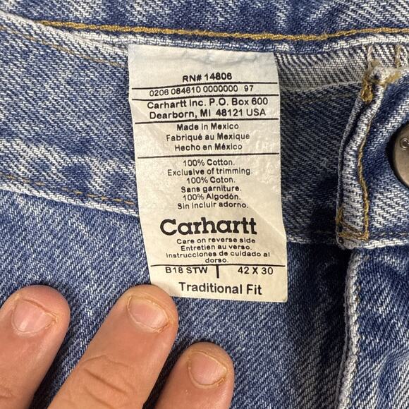Carhartt Men’s 38x34 Blue Denim Jeans Traditional Fit Tapered Leg NWT - Picture 2 of 9